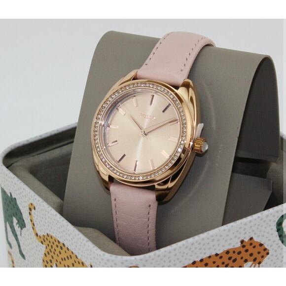 Fossil BQ3773 Vale Solar-Powered Pink Leather Watch - Picture 6 of 11